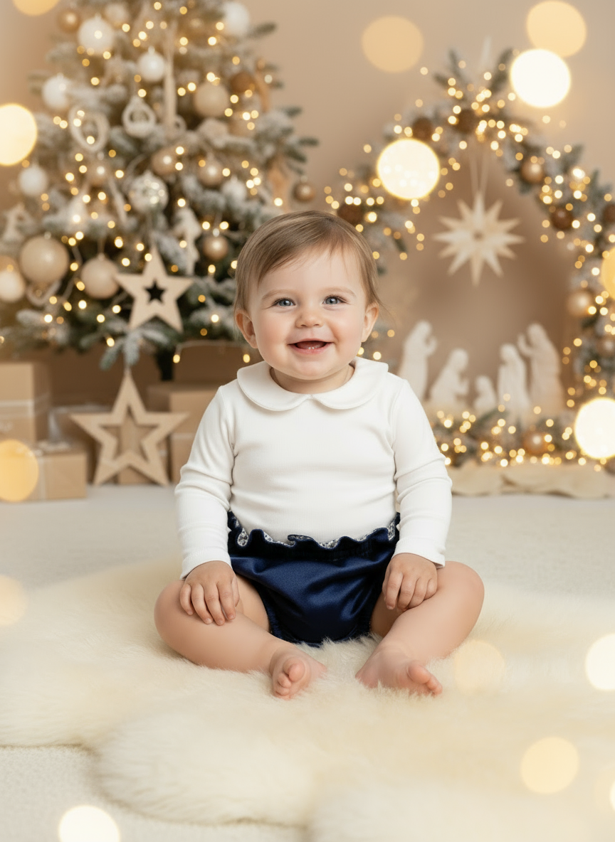 Tapa Fraldas em Veludo Azul Marinho