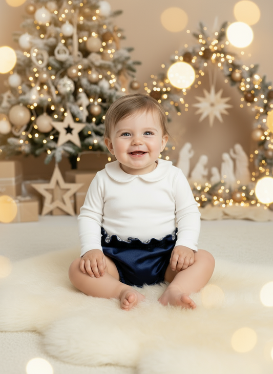 Tapa Fraldas em Veludo Azul Marinho