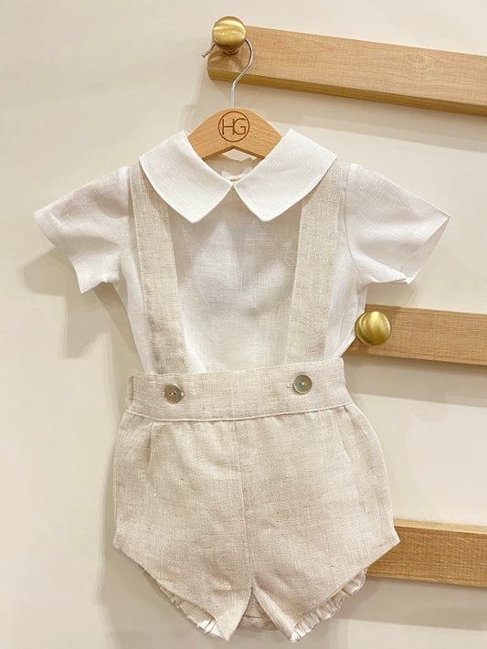 HG linen shorts with suspenders