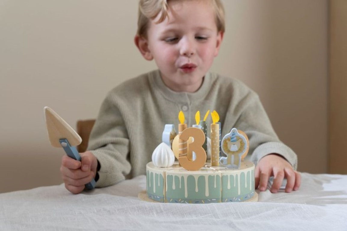 Bolo de Aniversário em madeira- Azul
