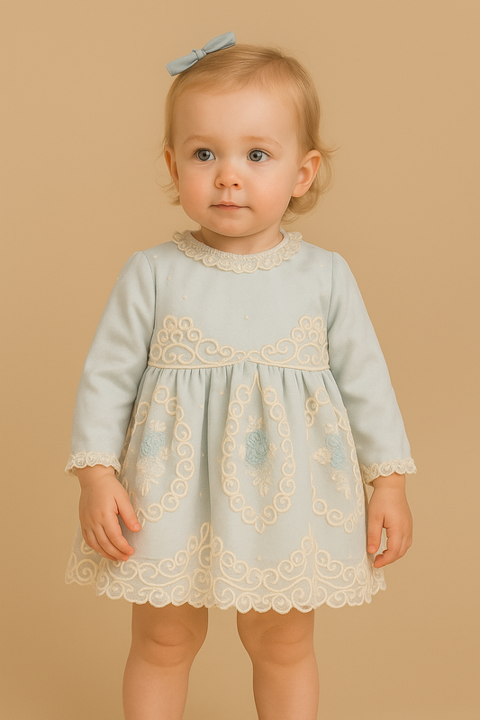 Vestido Verde/Renda Bege