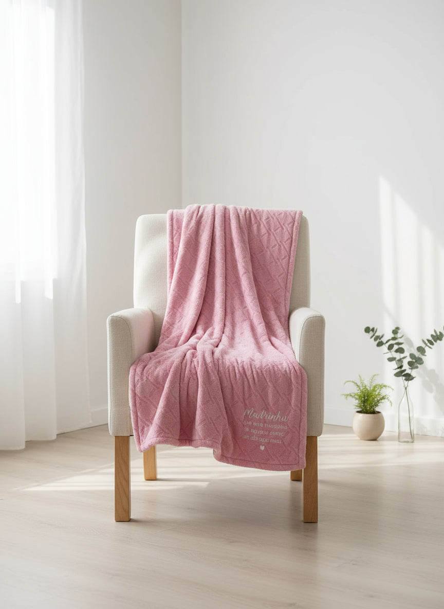 Manta Duplo Pêlo Rosa: "Madrinha, Que esta..."