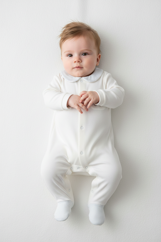 Babygrow Bebé Nursery Ivory & Blue | Coleção Nursery