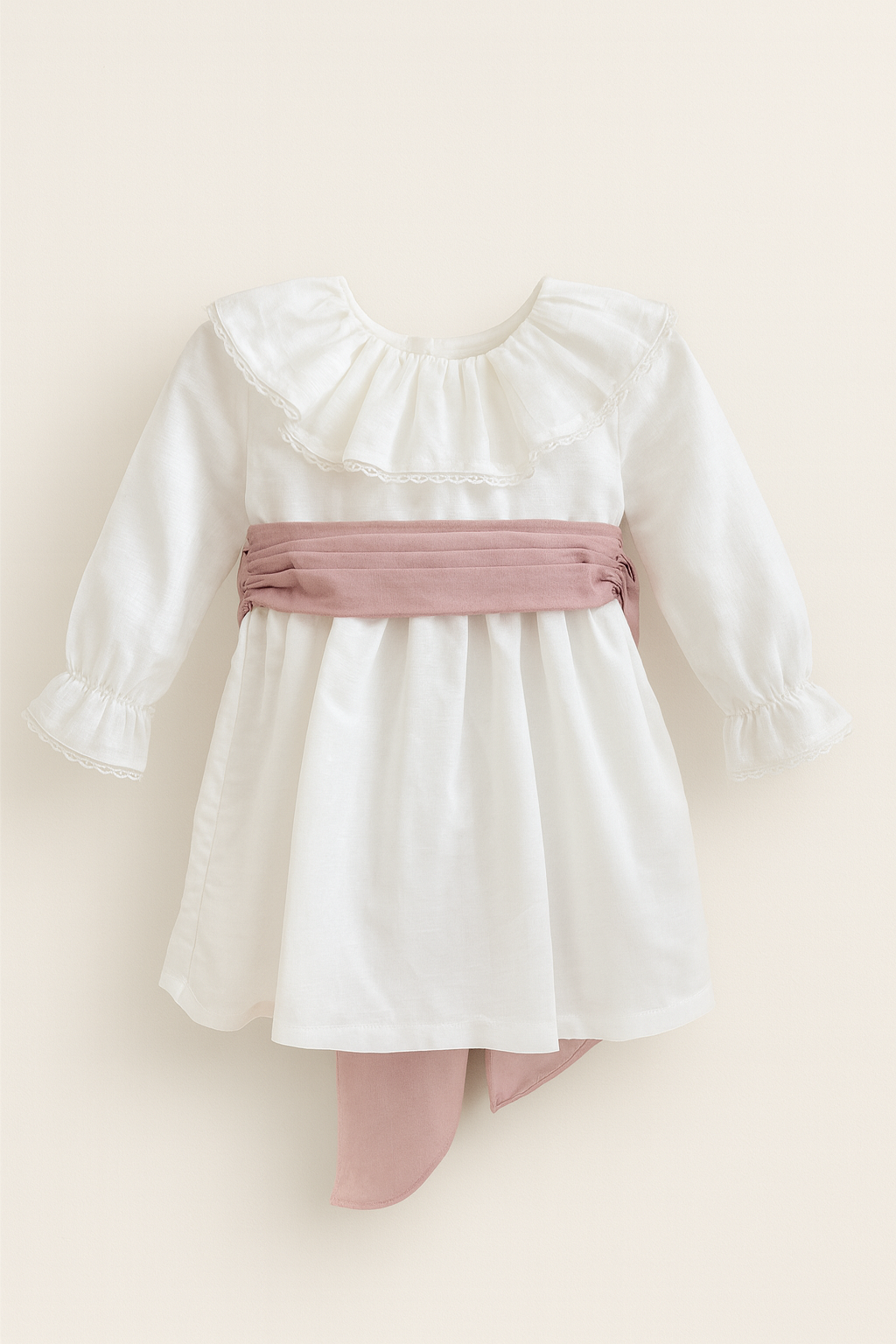 Pearl Dress with Collar and Lace - Long Sleeve