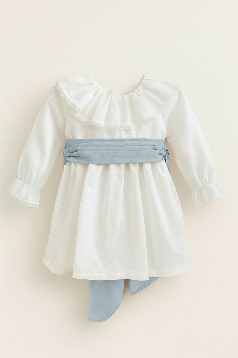Pearl Dress with Collar and Lace - Long Sleeve
