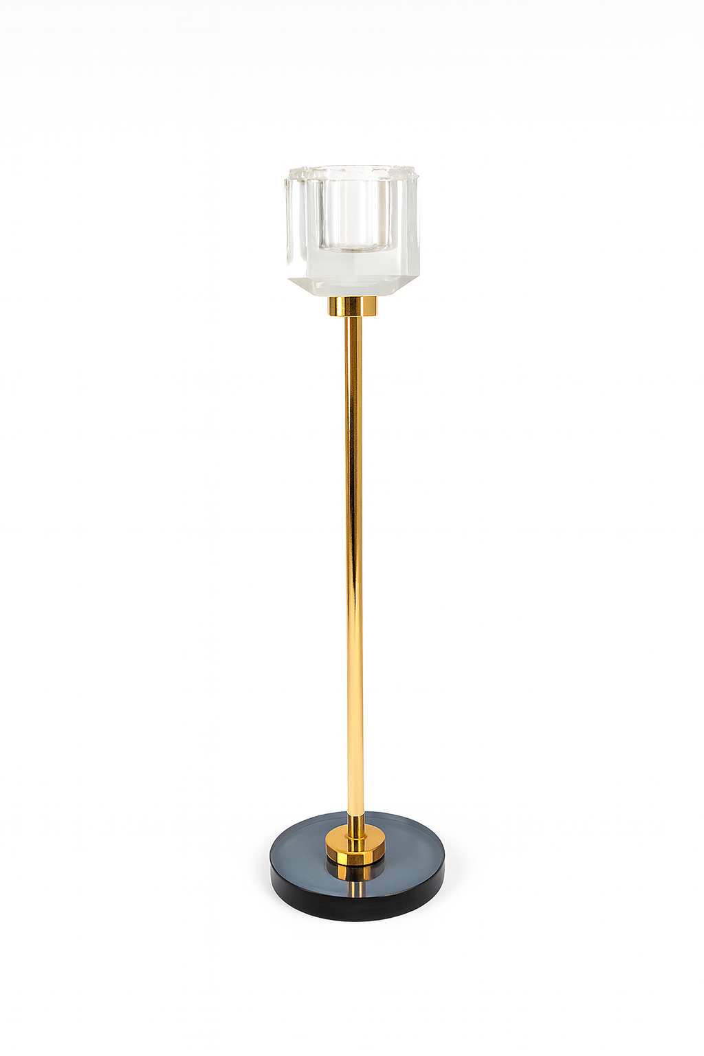 Decorative Square Metal and Glass Candlestick | 22cm