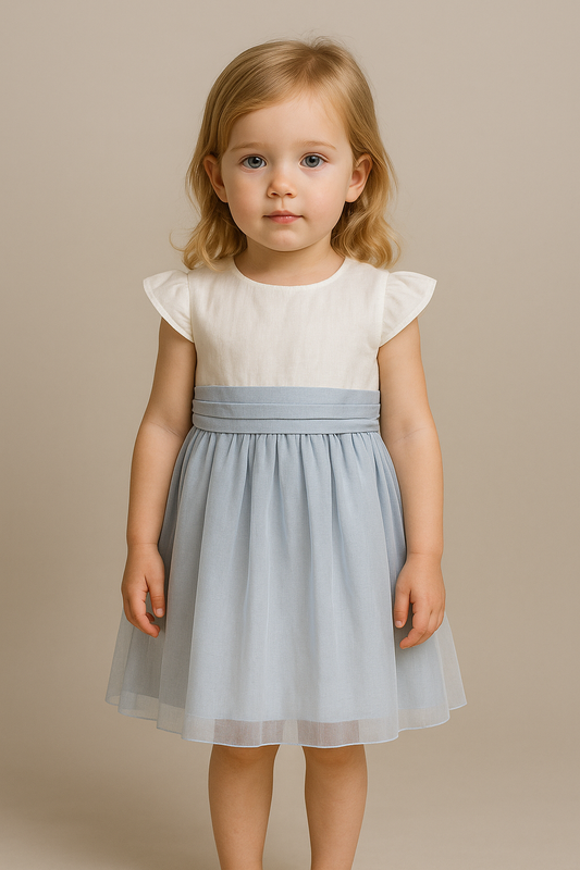 Vestido HG em linho c/ tule