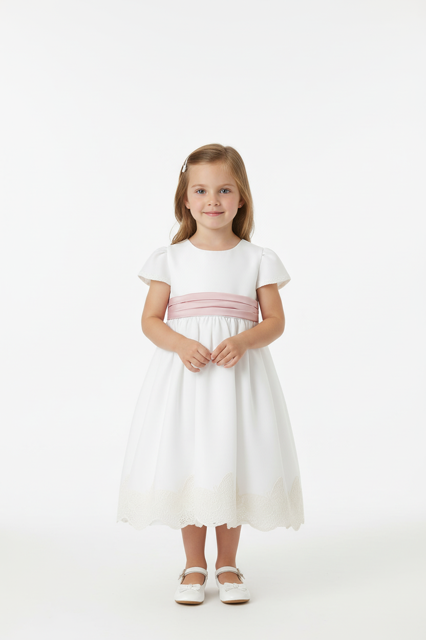 Vestido Bebé M/francesa em tule Bordado