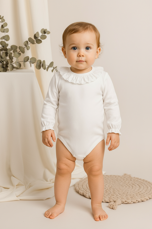 Body Branco com Gola em Plumeti