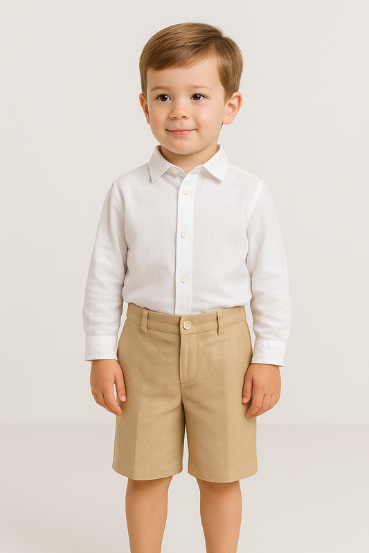 HG shorts in toasted yellow linen