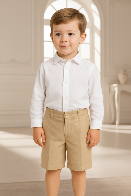 Calções HG em linho amarelo torrado