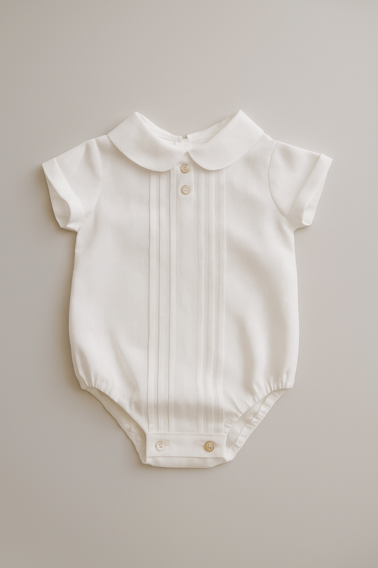 Short sleeve shirt/bodysuit with pleats on the chest
