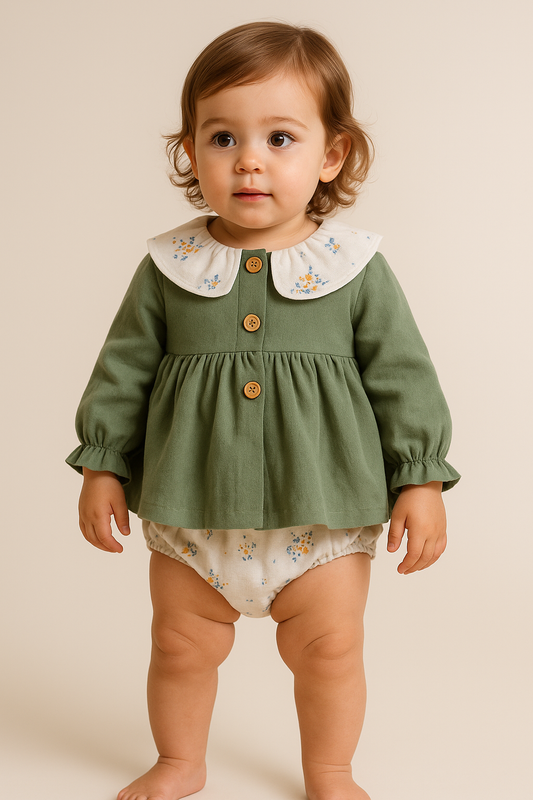 HG Green Dress+Diaper Cover Set