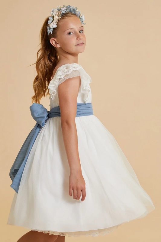 Vestido cerimónia crudo-azul