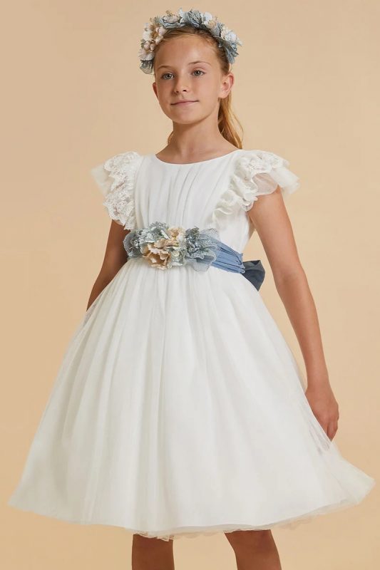 Vestido cerimónia crudo-azul