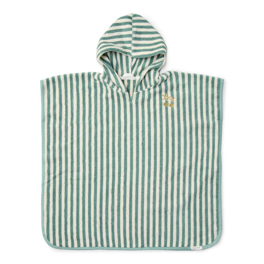 Poncho de Praia | Seashells and Stripes Surf Blue