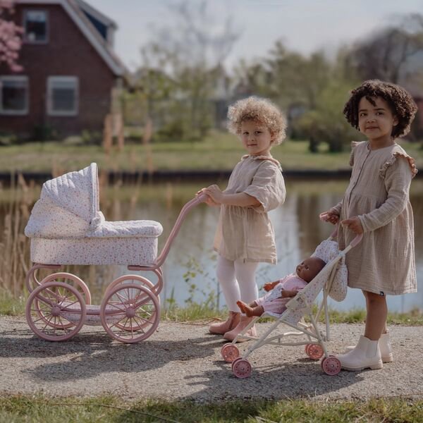 Carrinho de Bonecas Retrô - Soft Flowers | Little Dutch