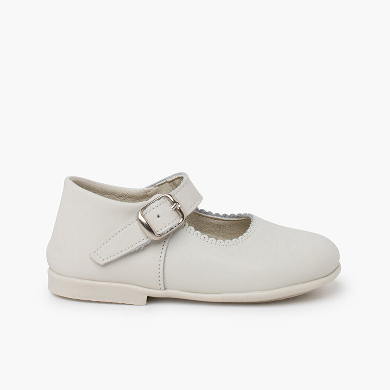 Sapatos de Menina em Pele com Fivela - Porcelana | imagem 1