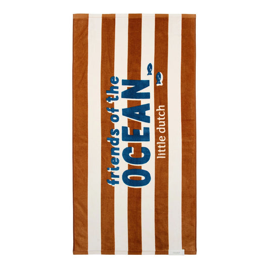 Toalha de praia Ocean World Brown Stripe - Little Dutch