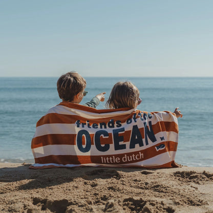 Toalha de praia Ocean World Brown Stripe - Little Dutch
