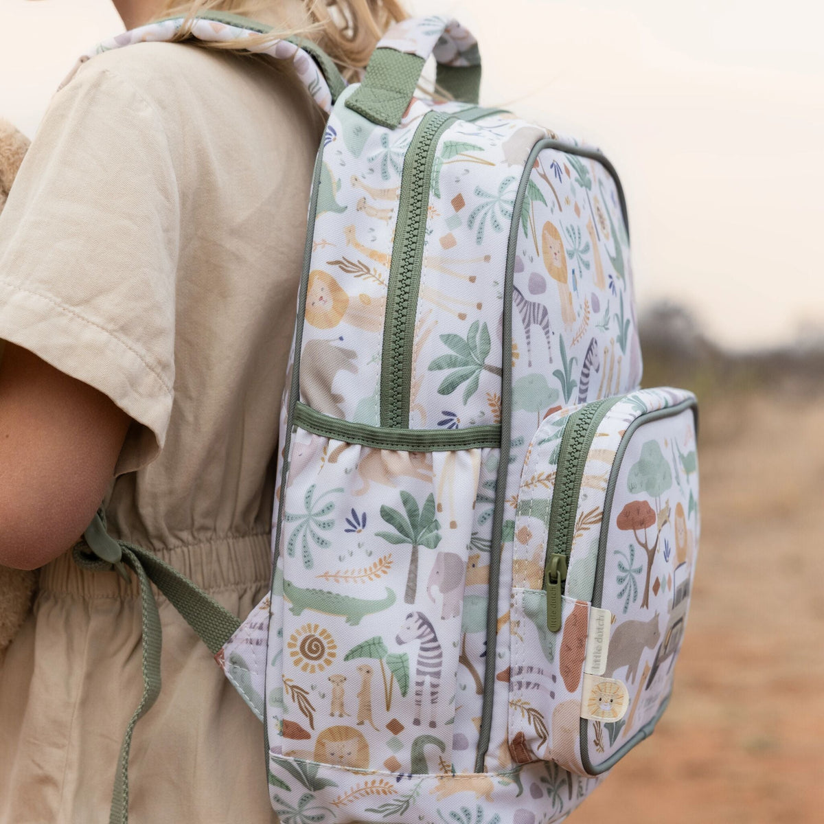 Mochila 35 cm Branca - Safari Friends | Little Dutch