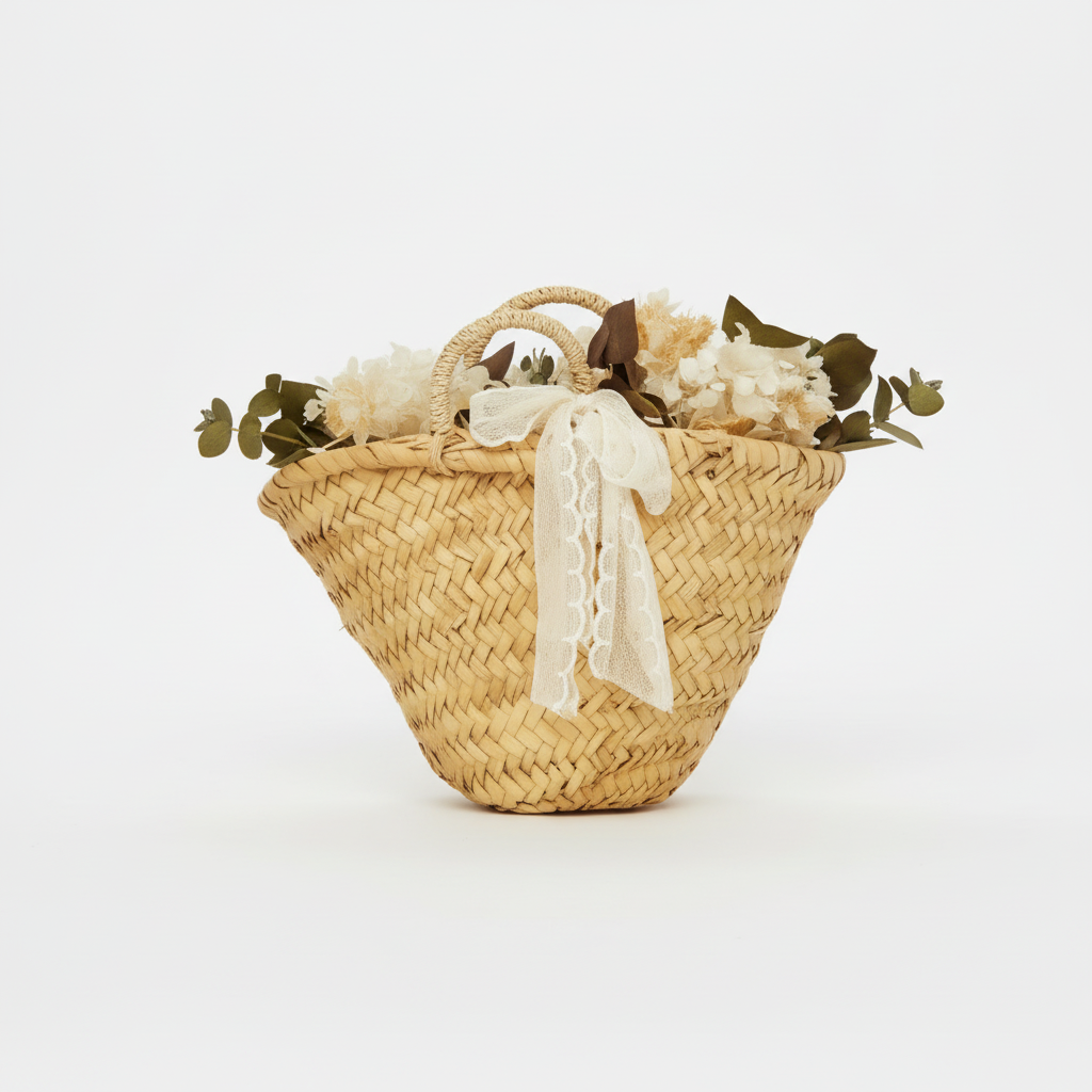 Panier de fleurs préservées