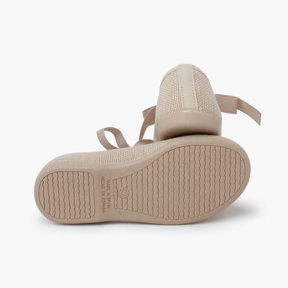 Sapatos de Menina em Linho com Laço de Gorgorão - Cru | imagem 3