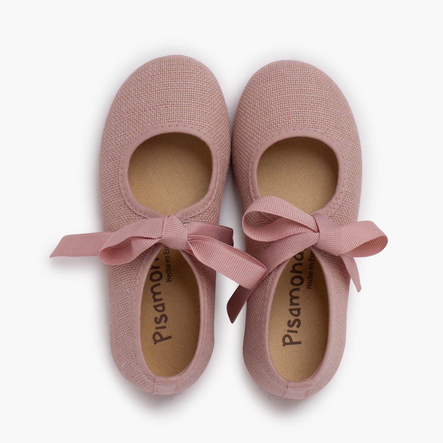 Sapatos de Menina em Linho com Laço de Gorgorão - Rosa Pálido | imagem 5
