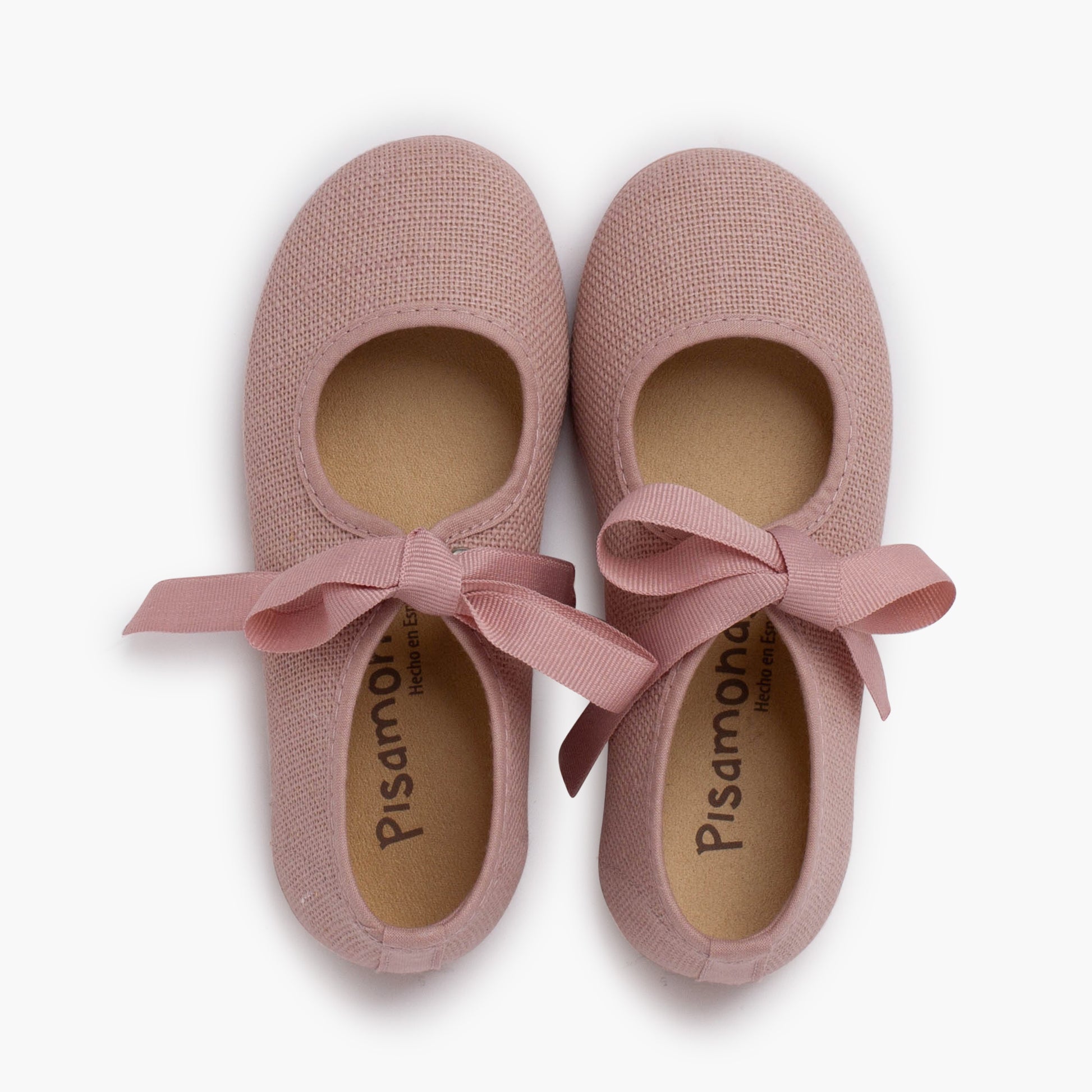 Sapatos de Menina em Linho com Laço de Gorgorão - Rosa Pálido | imagem 5