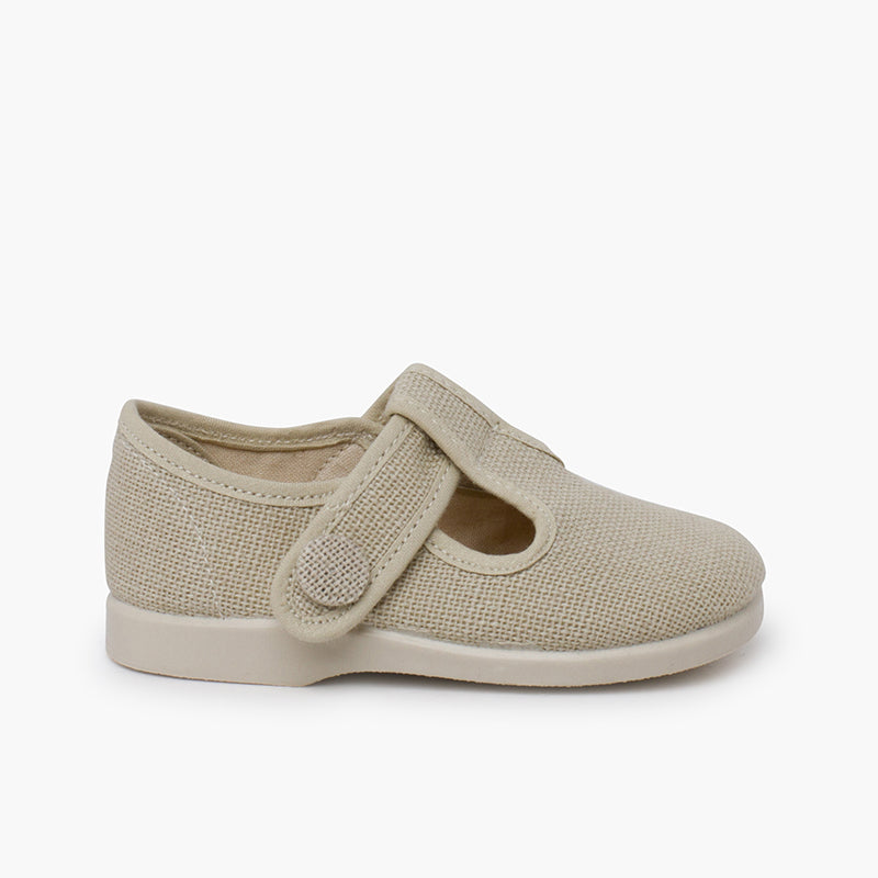 Sapatos Pepito em Linho com Tira Aderente - Cru | imagem 1