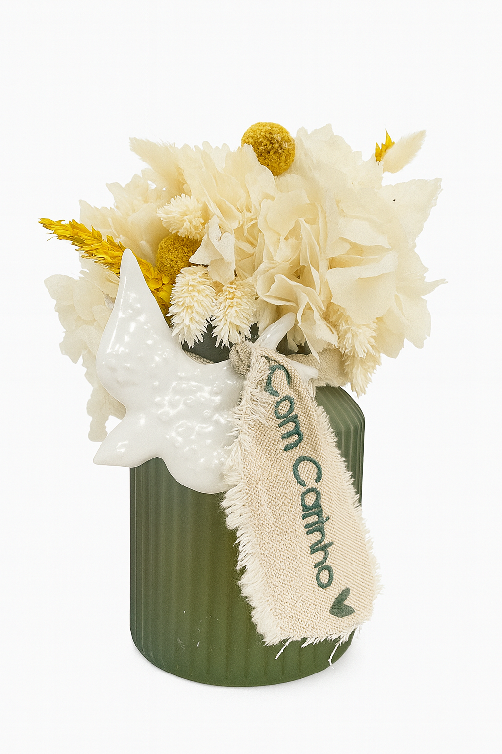 Vaso c/ Flores, Andorinha e Mensagem | 27cm