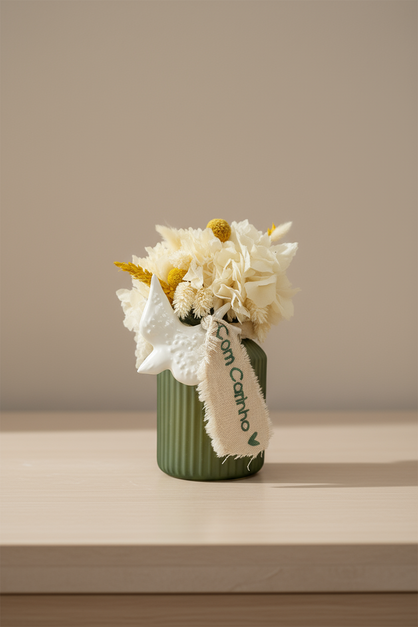 Vaso c/ Flores, Andorinha e Mensagem | 27cm