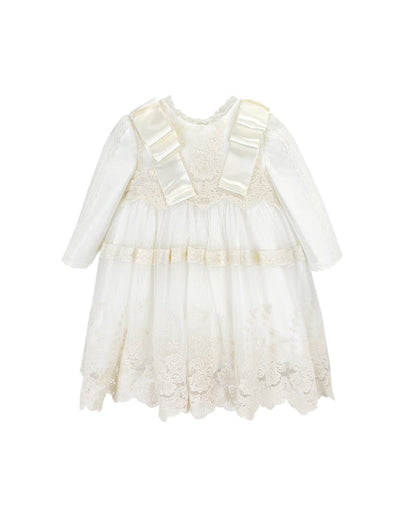 Vestido bebé Amaya de manga comprida em tule vista frontal