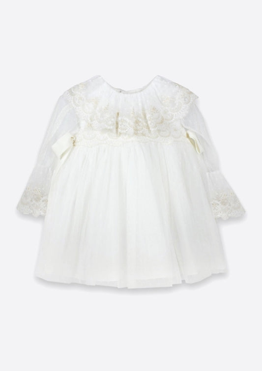 Vestido bebe M/Larga em tule Plumeti