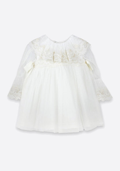 Vestido bebe M/Larga em tule Plumeti