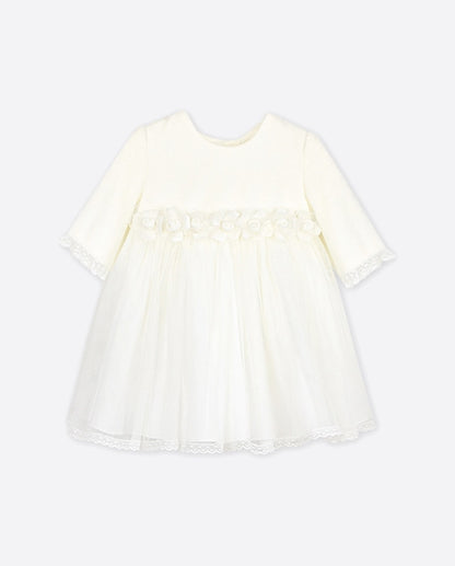 Vestido Bebe em tule c/flores frontais