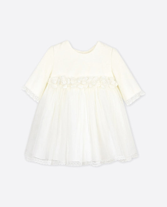 Vestido Bebe em tule c/flores frontais