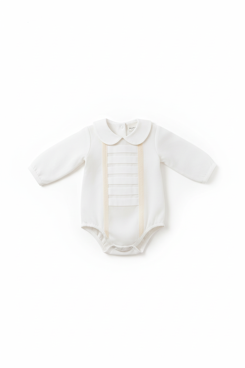 Camisa/Body com renda bege e pregas