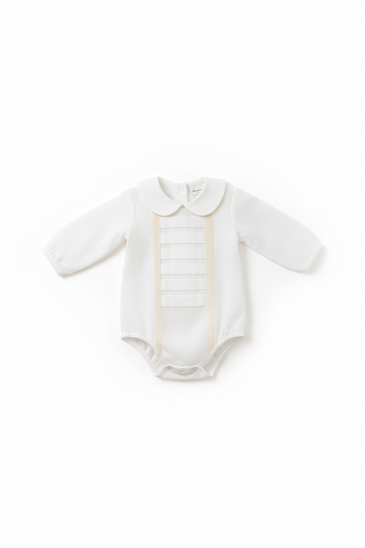 Camisa/Body com renda bege e pregas