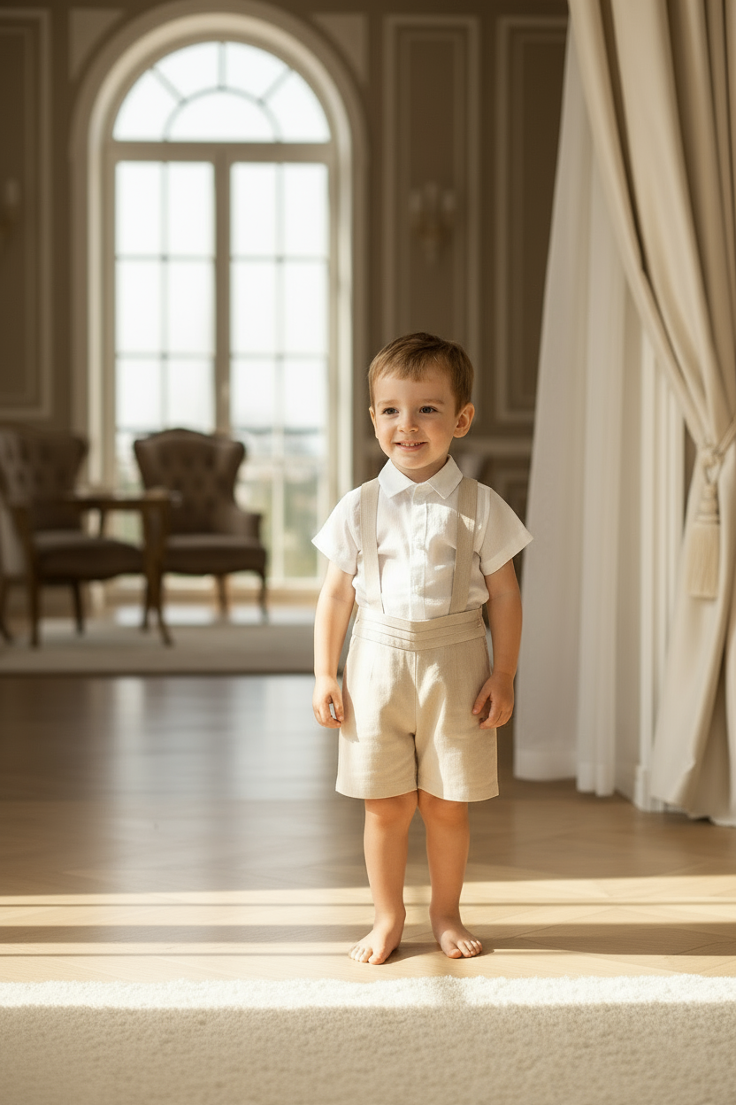 Calção HG c/suspensórios e pregas frontais