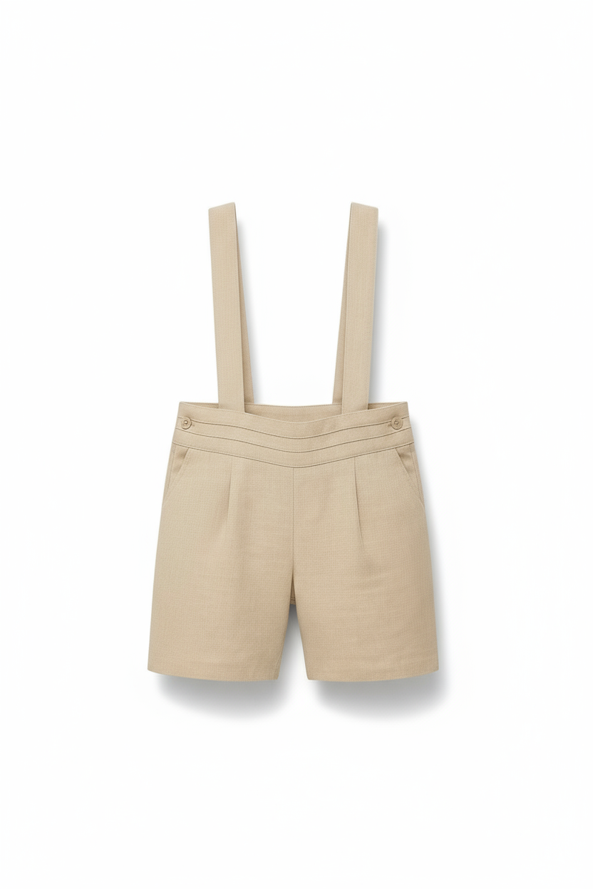 Calção HG c/suspensórios e pregas frontais