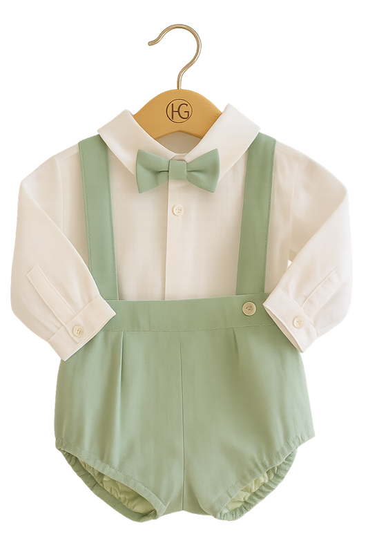 Conjunto Menino HG Verde Seco c/laço