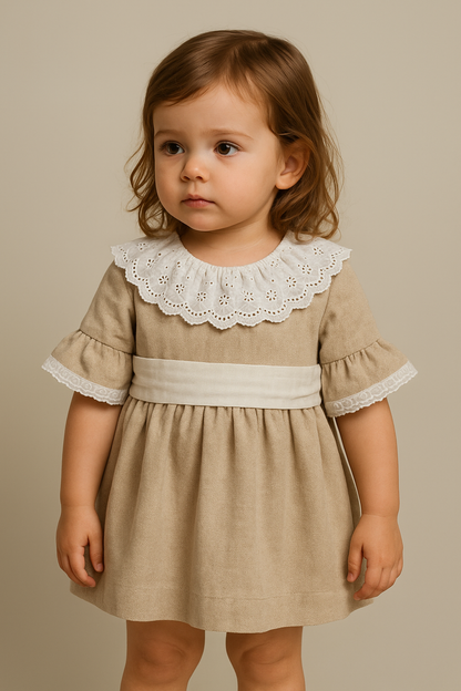 Vestido HG em linho c/bordado inglês
