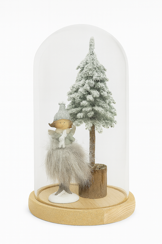 Campânula c/ Anjo e Pinheiro | 31cm