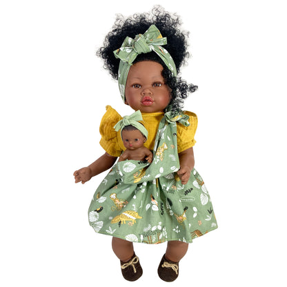 Doll - Maria with baby Curly Green