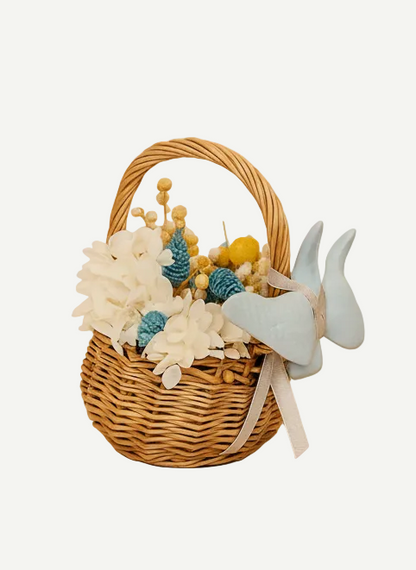 Preserved Flower Basket with Blue Swallow