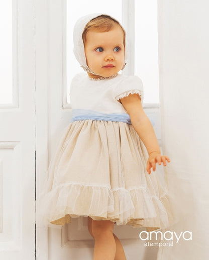 Vestido Amaya em linho/tule