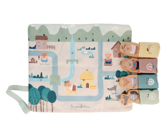 Individual Table Set – The 3 Little Pigs + Wolf