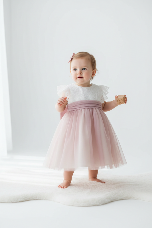 Vestido amaya c/ faixa rendada em rosa