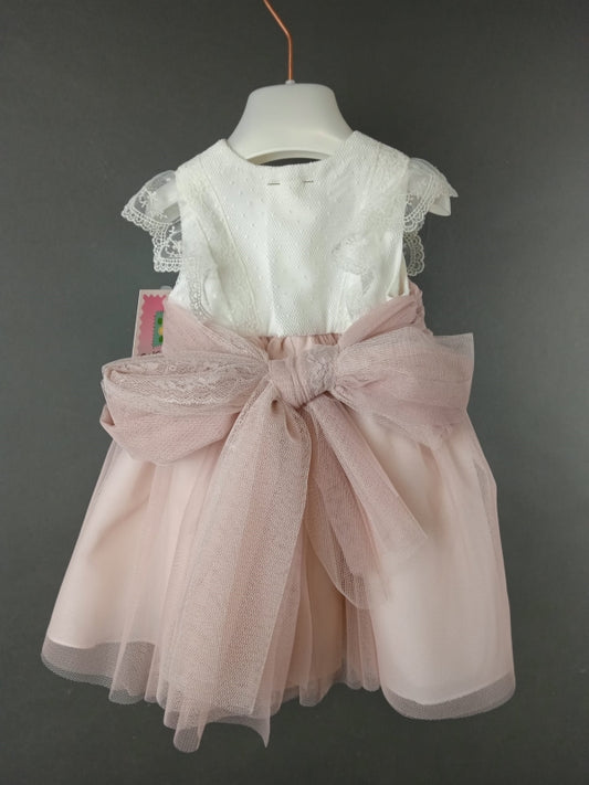 Amaya dress with lace sash in pink